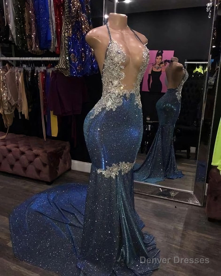 Deep V Neck Prom Dresses, Lace