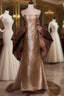 Champag Gold Strapless Prom Dress