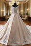 Champagne Ball Gown Satin Appliques Off The Shoulder Wedding Dress
