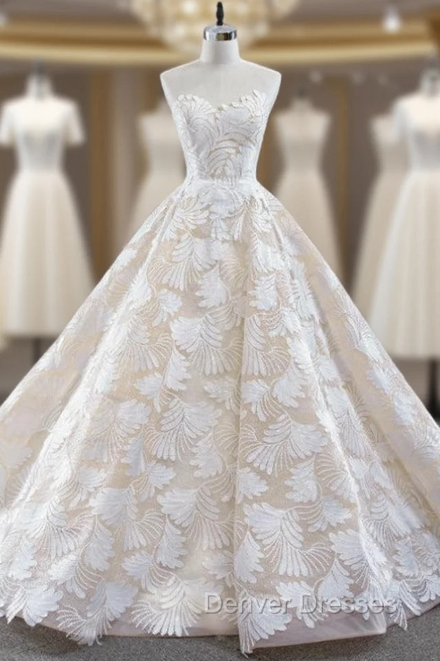 Champagne Ball Gown Tulle Flower Sweetheart Prom Dress Main image