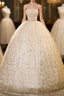 Champagne Ball Gown Tulle Sequins Strapless Quinceanera Dress
