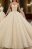 Champagne Ball Gown Tulle Sweetheart Pleats Wedding Dress