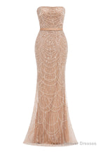 Champagne Beading Prom Dresses Sweep Train High Neck Zipper Sleeveless Fromal Dresses
