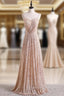 Champagne Gold Seuqins Spaghetti Straps Prom Dress