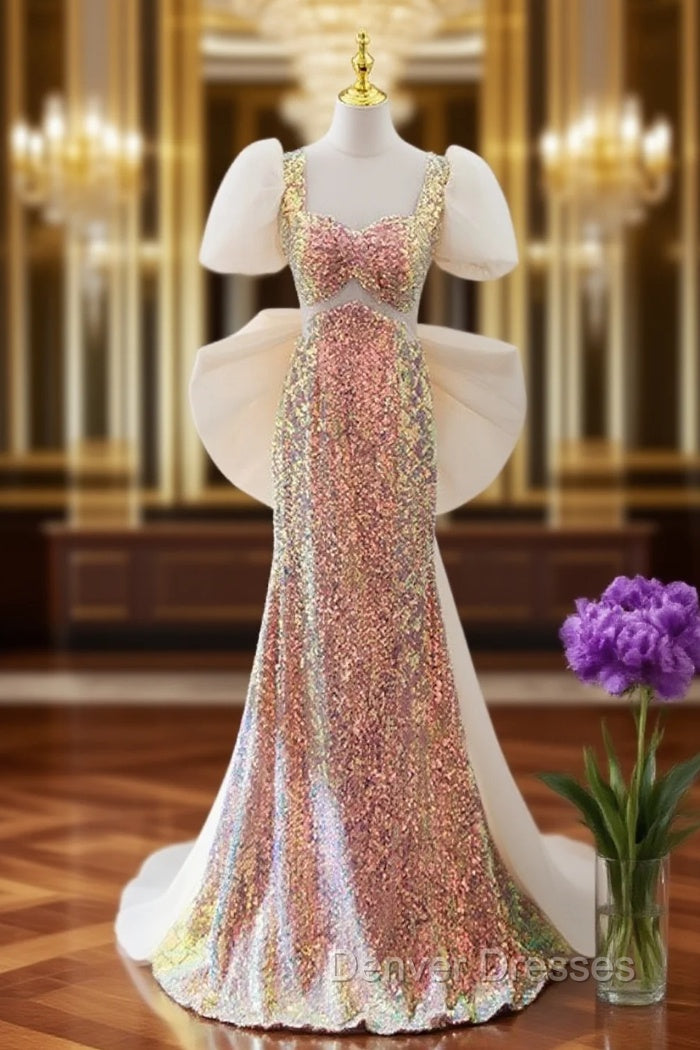 Champagne Mermaid Sequins Prom Dress Main image