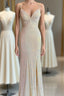 Champagne Mermaid Sequins Spaghetti Straps Prom Dress