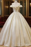 Champagne Off The Shoulder Floor Length Prom Dress, Elegant A-Line Evening Party Dress