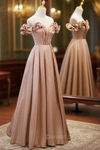 Champagne Satin Long Party Dress Prom Dress, A-line Simple Formal Dress