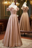 Champagne Satin Long Party Dress Prom Dress, A-line Simple Formal Dress