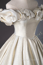 Champagne Satin Long Prom Dress, Beautiful A-Line Evening Party Dress