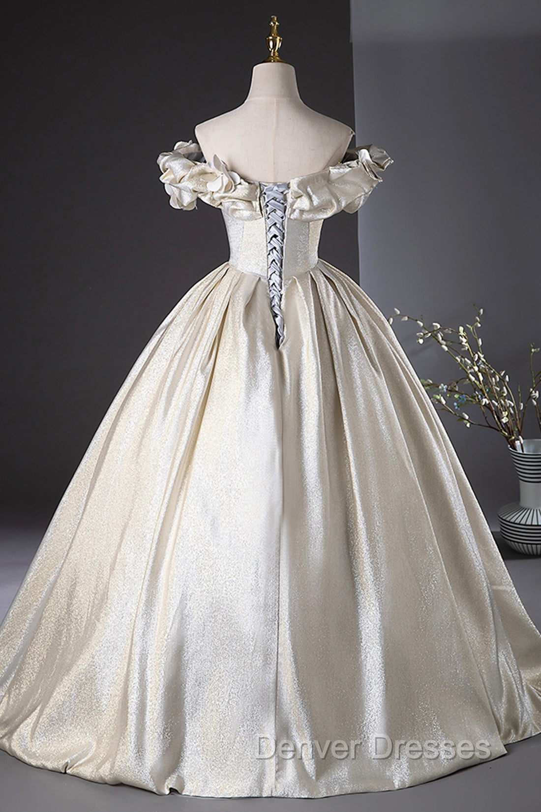 Champagne Satin Long Prom Dress, Beautiful A-Line Evening Party Dress