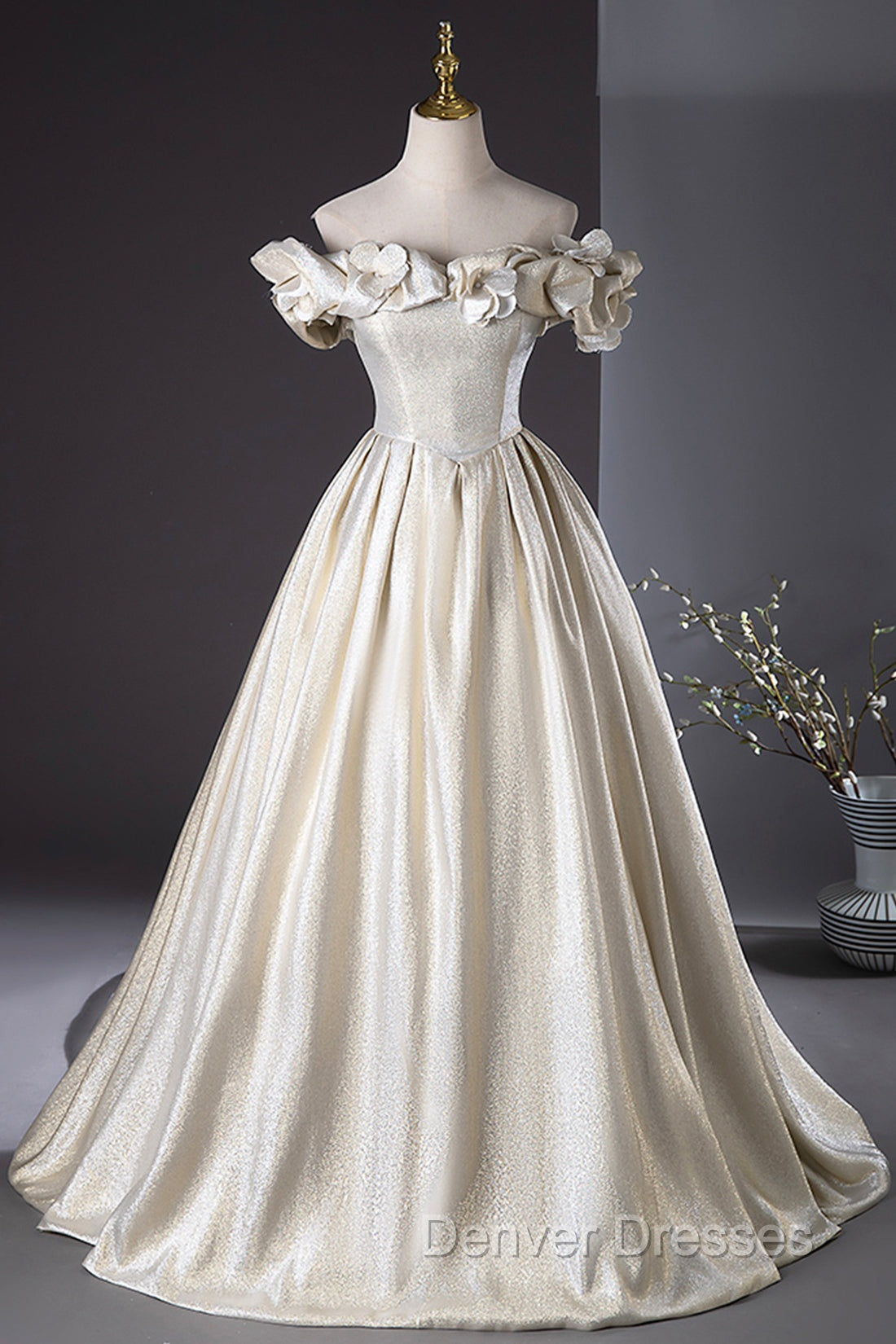 Champagne Satin Long Prom Dress, Beautiful A-Line Evening Party Dress
