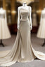 Champagne Satin One Shoulder Beading Prom Dress