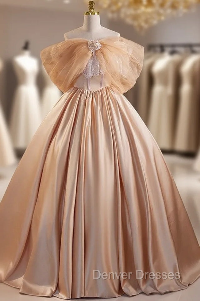 Champagne Satin Strapless Quinceanera Dress Main image