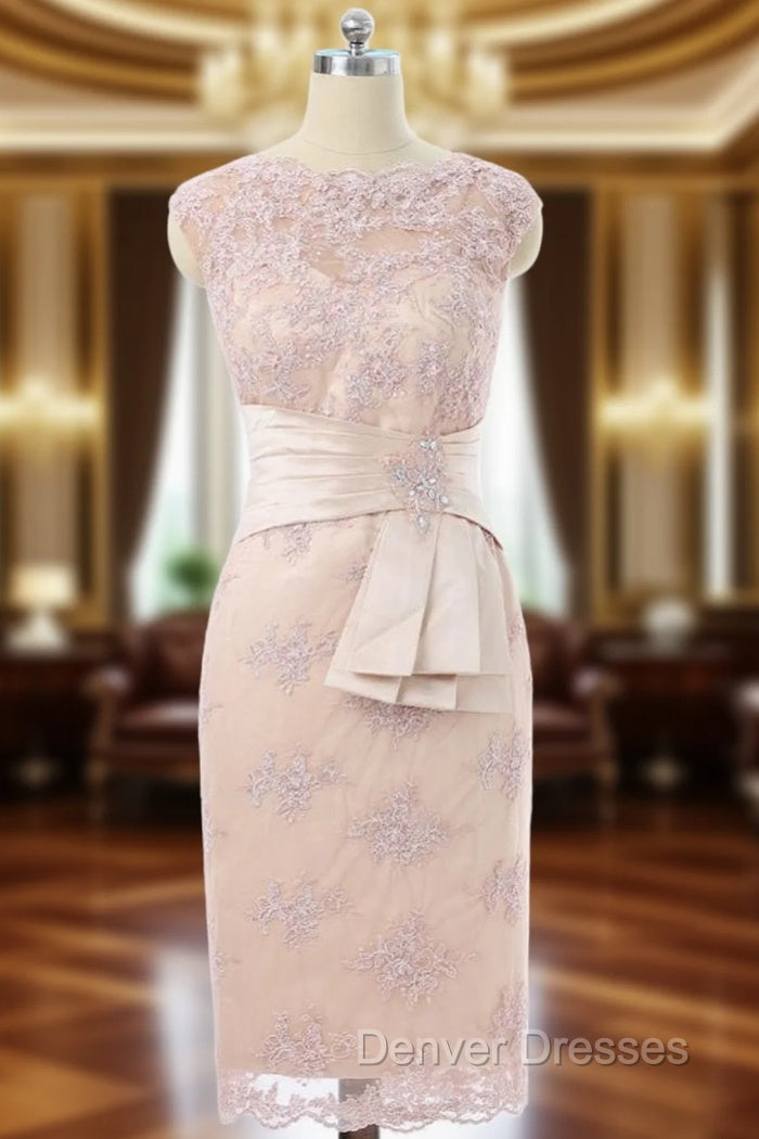Champagne Sheath Cap Sleeves Mother Of The Bride Dress Main image