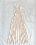 Champagne Spaghetti Straps Long Prom Dress Pleated Evening Dress