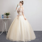 Champagne Sweet 16 Gown Long Party Dress, Straps Evening Formal Dresses