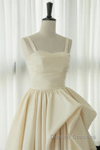 Champagne Tea Length Prom Dress, Champagne Tea Length Formal Homecoming Dress