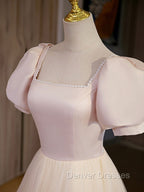 Champagne Tulle A Line Long Prom Dress, Champagne Formal Graduation Dress