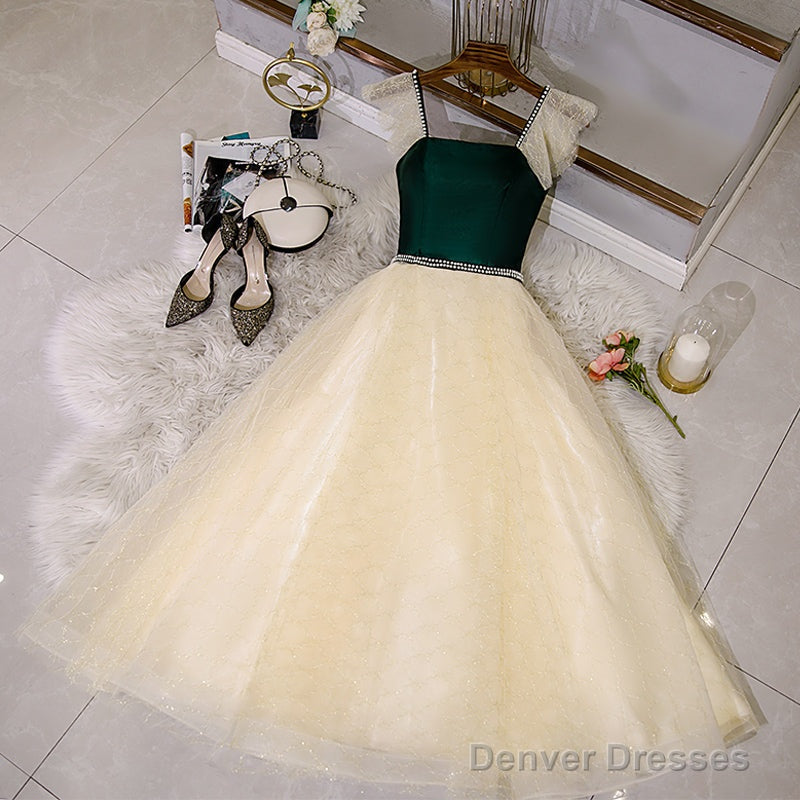 Champagne Tulle And Lace Pearls Party Dresses, Short Prom Dress Homecoming Dresses Secondary image
