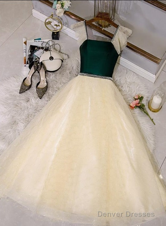 Champagne Tulle And Lace Pearls Party Dresses, Short Prom Dress Homecoming Dresses Main image