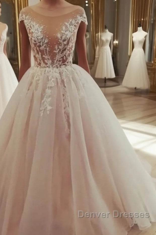 Champagne tulle lace long prom Dress, tulle evening Dress Main image