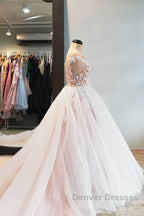 Champagne tulle lace long prom Dress, tulle evening Dress