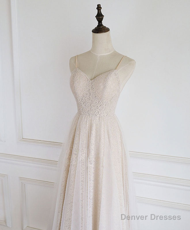 Champagne Tulle Lace Short Prom Dress Lace Homecoming Dress