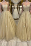 Champagne tulle long prom Dress tulle long formal Dress