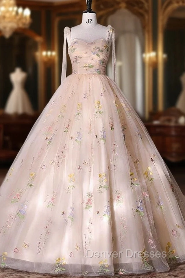 Champagne Tulle Pleats Embroidery Quinceanera Dress Main image