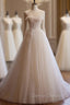 Champagne Tulle Pleats Spaghetti Straps Wedding Dress