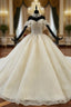 Champagne Tulle Sequins Off the Shoulder Beading Luxury Wedding Dress