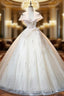 Champagne Tulle Sequins Off the Shoulder Quinceanera Dress