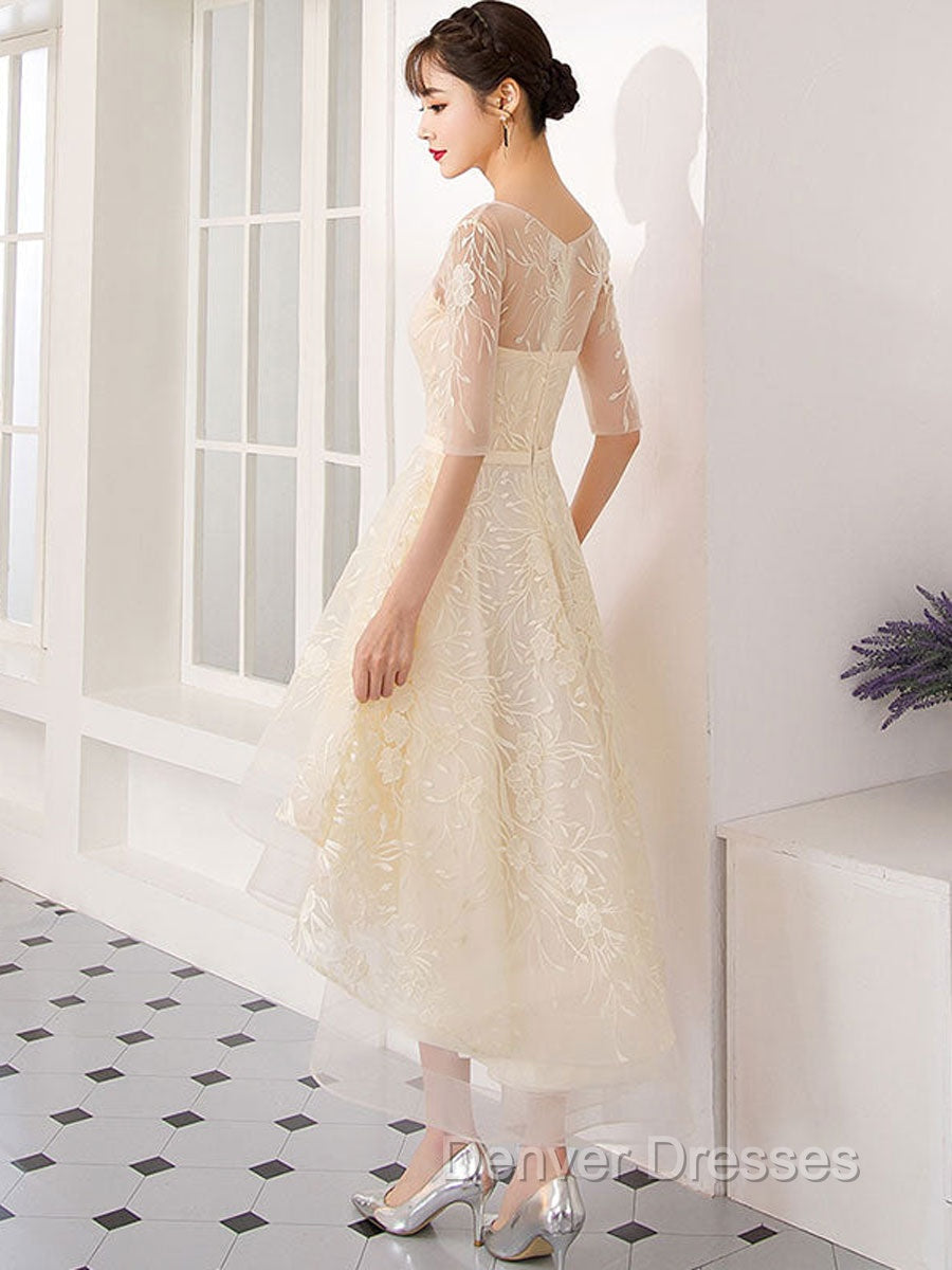 Champagne Tulle Short Prom Dress, Champagne Homecoming Dress