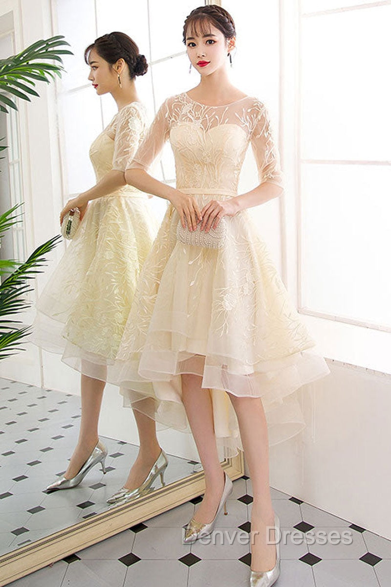 Champagne Tulle Short Prom Dress, Champagne Homecoming Dress Main image