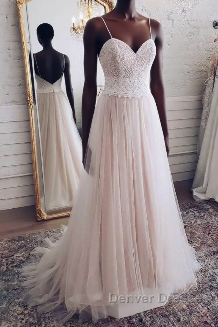 Champagne tulle sweetheart lace long prom Dress tulle formal Dress Main image