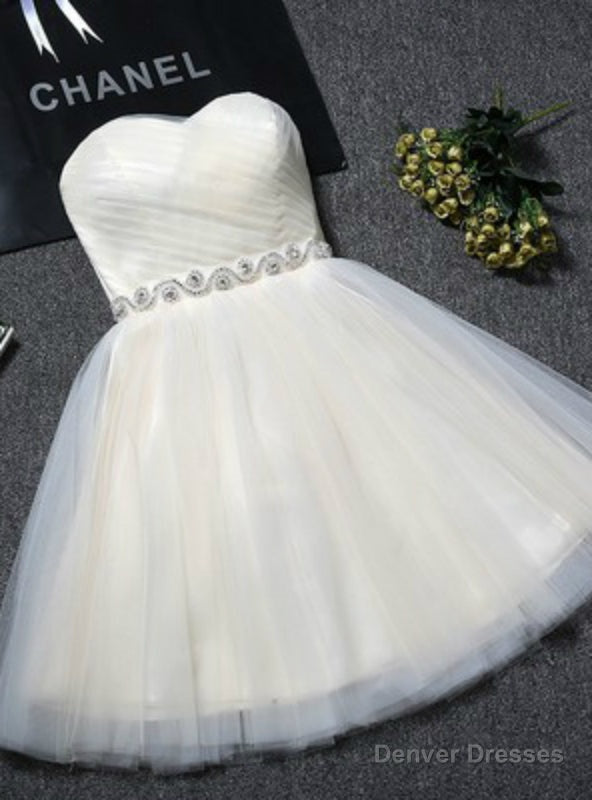 Champagne Tulle With Crystal Homecoming Dress Main image