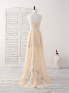 Champagne Two Pieces Lace Long Prom Dress Lace Evening Dress