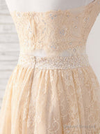 Champagne Two Pieces Lace Long Prom Dress Lace Evening Dress