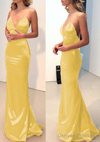 Charmeuse Prom Dresses Trumpet/Mermaid Sweep Train Sleeveless