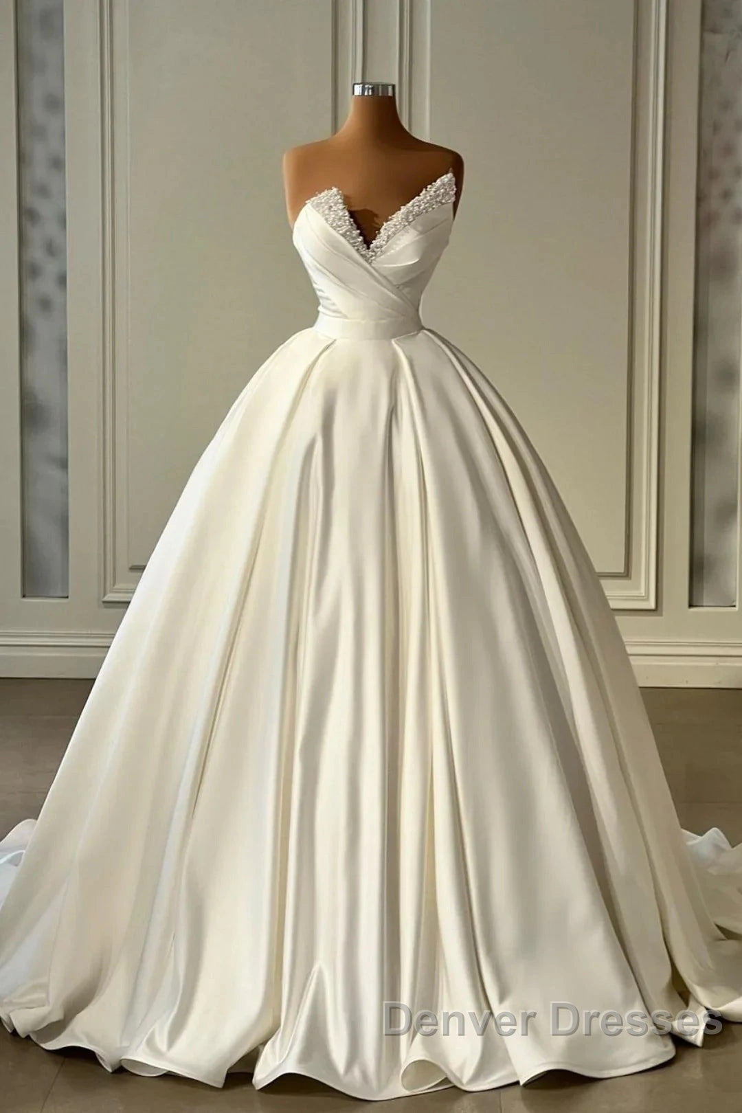 Charmeuse Sleeveless White Wedding Dress With Beading Off Shoulder Elegant Floor Length