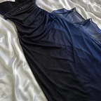 Charming A Line Spaghetti Strap Beaded Navy Blue Ombre Chiffon Party Dress Evening Dress