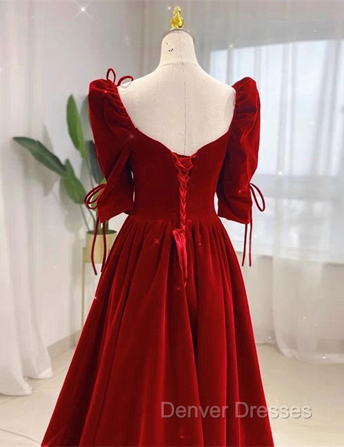 Charming A-line Velvet Long Party Dress, A-line Floor Length Wedding Party Dress Secondary image