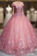 Charming Ball Gown Off-The-Shoulder Tulle Sweet 16 Dress, Quinceanera Dress