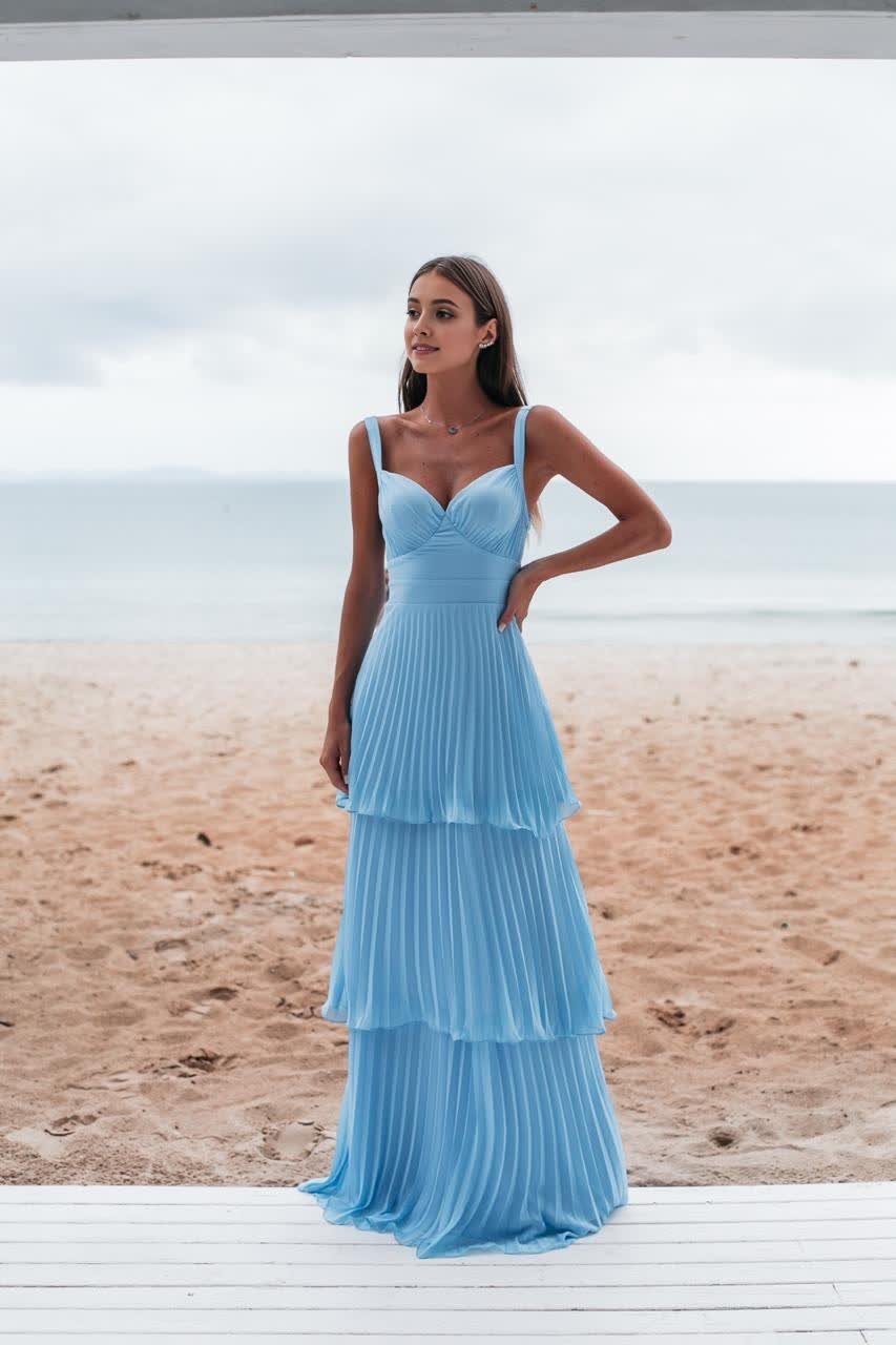 Charming Blue Prom Dress Long Evening Dress