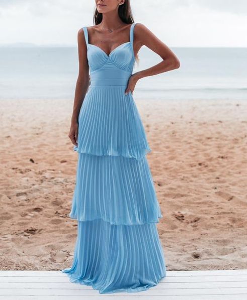 Charming Blue Prom Dress Long Evening Dress Main image