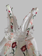 Charming Floral Embroidery Long Prom Dress V Neck A Line Party Dress