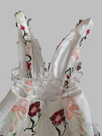 Charming Floral Embroidery Long Prom Dress V Neck A Line Party Dress