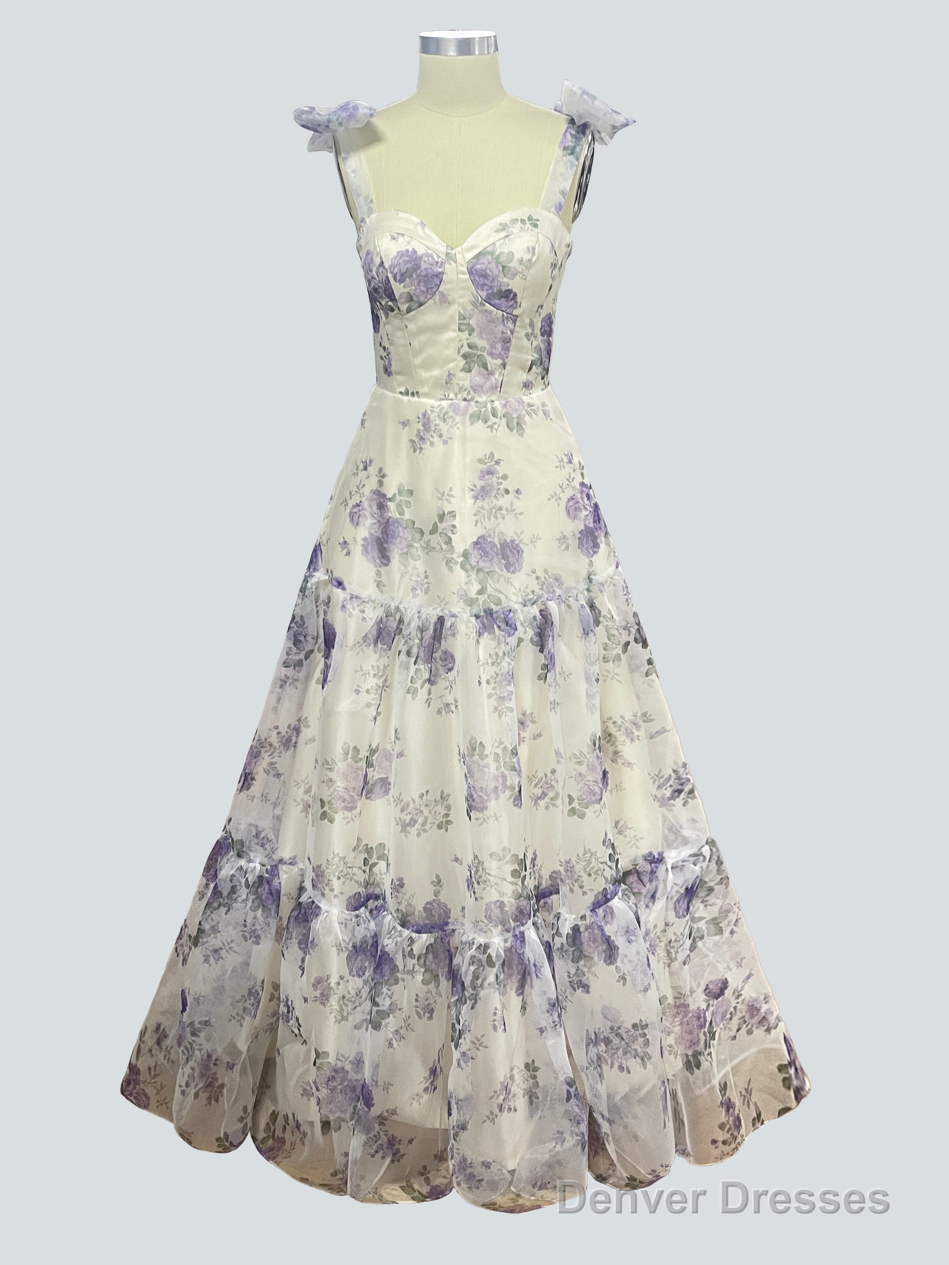 Charming Floral Long Prom Dresses Main image