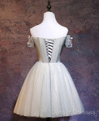 Charming Floral Short Tulle Prom Dress, Knee Length Party Dress, Formal Dress